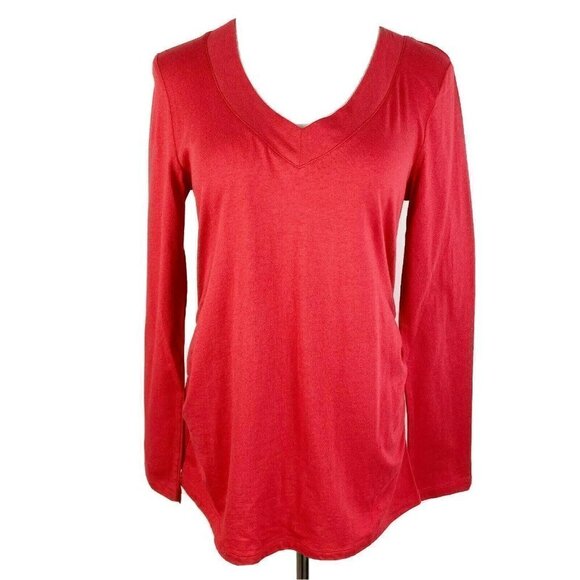 Ambiance Maternity Red V-Neck Top Women's Small Long Sleeve Pullover NWOT - Picture 1 of 8